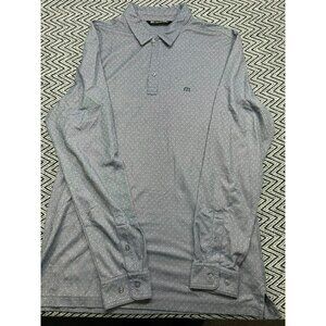 Travis Mathew Dotted Gray Long Sleeve Golf Polo Shirt Moisture Wicking